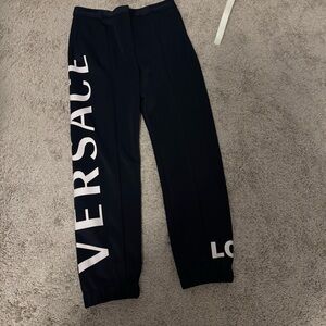 Versace Navy Joggers with White Logo size 42